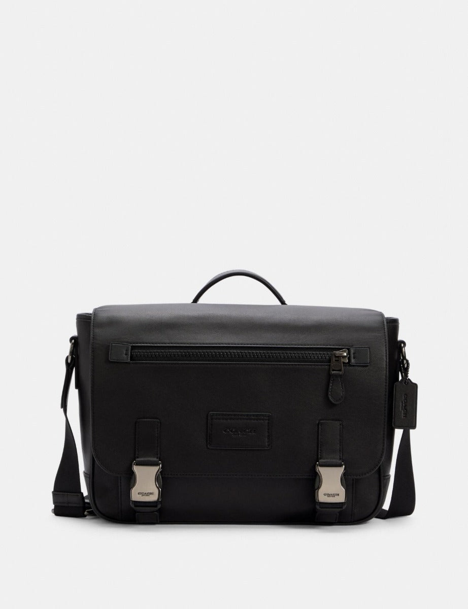Coach C2713 Smooth Leather Track Messenger Bag In Black Coach C2713 Smooth Leather Track Messenger Bag In Black